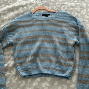 Baby blue and grey striped sweater (xl) 💙🦋🐭🐰